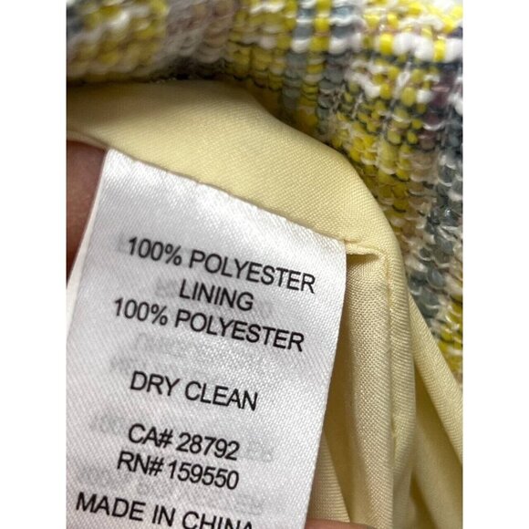 Maison d'Amelie Paris Tweed Buttons Short Sleeve Blazer Jacket Yellow Multi,L - Picture 4 of 7
